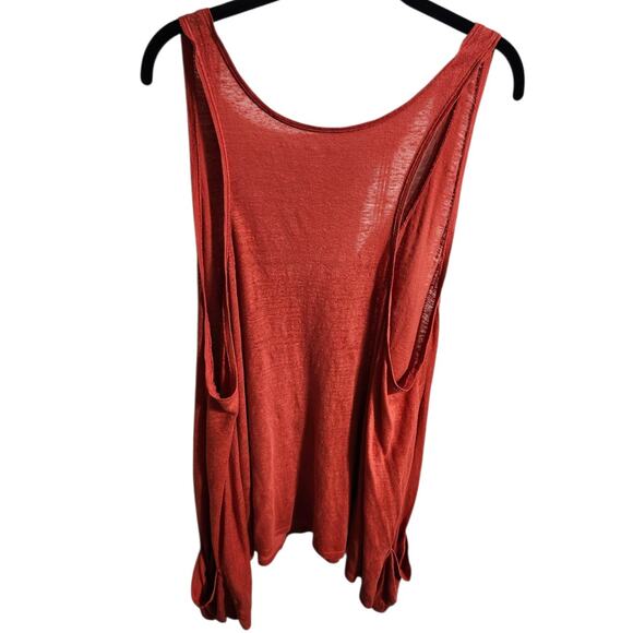 Eileen Fisher SZ 2X Linen Burnt Orange Oversized Racerback Tunic Tank Comfy Cool - Picture 3 of 5